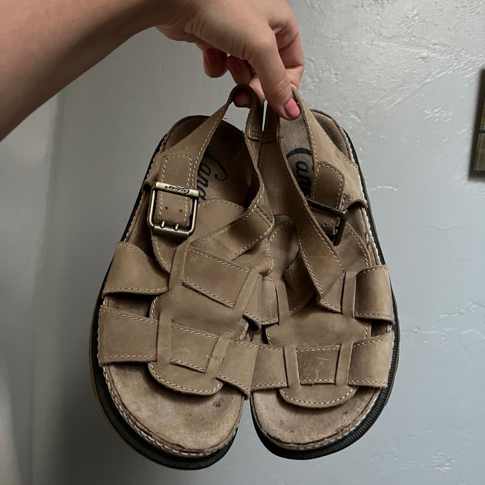 Candie's Tan Woven Leather Sandals